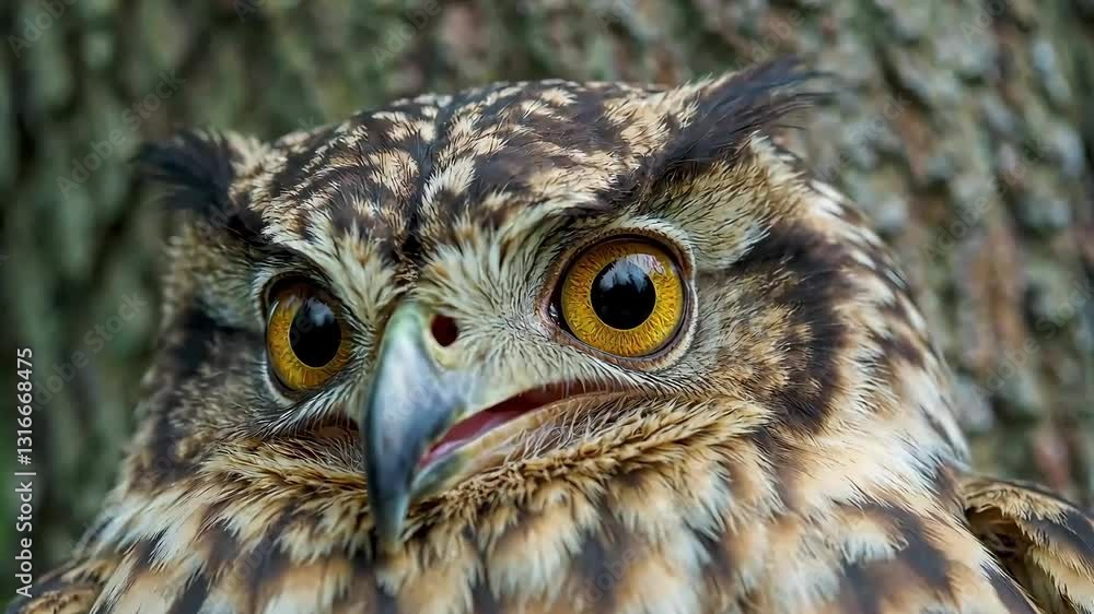 Mesmerizing Tawny Frogmouth Eyes Glowing in Camouflaged Feathers Mesmerizing Tawny Frogmouth Eyes Glowing in Camouflaged Feathers