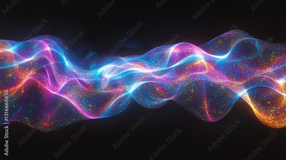 Abstract Particles Flowing Across Dark Background Abstract Particles Flowing Across Dark Background