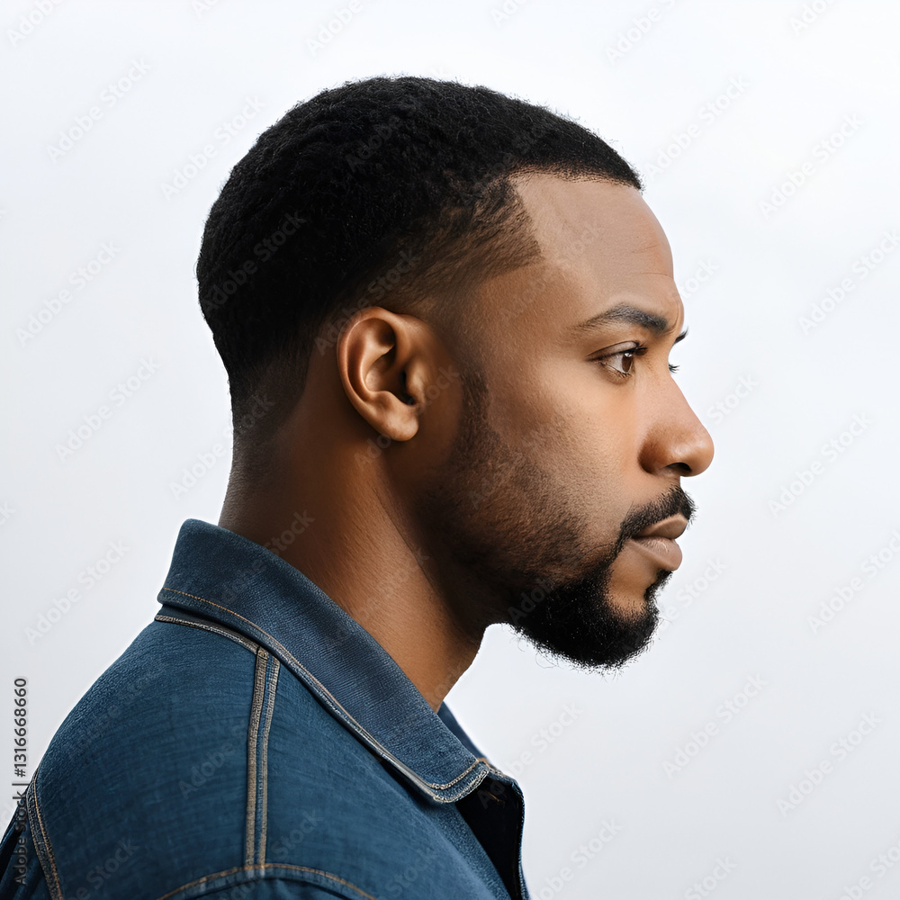 Obraz premium side portrait of african american man staring