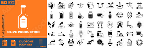 Olive Production Duotone Editable Icons set