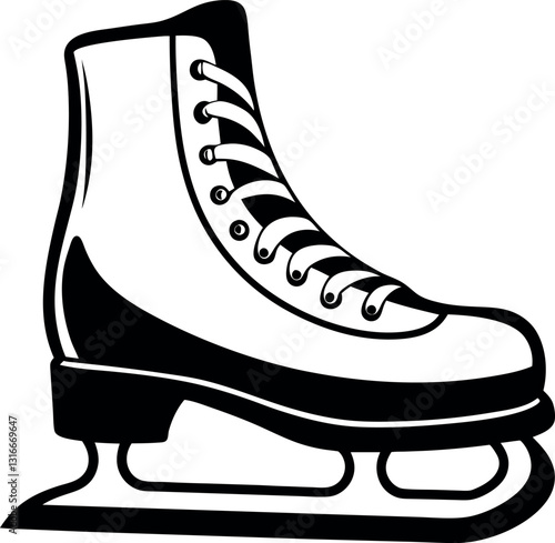 Ice skates vector silhouette line art Generative Ai