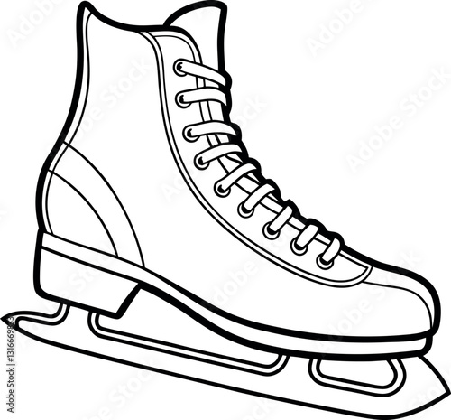 Ice skates vector silhouette line art Generative Ai