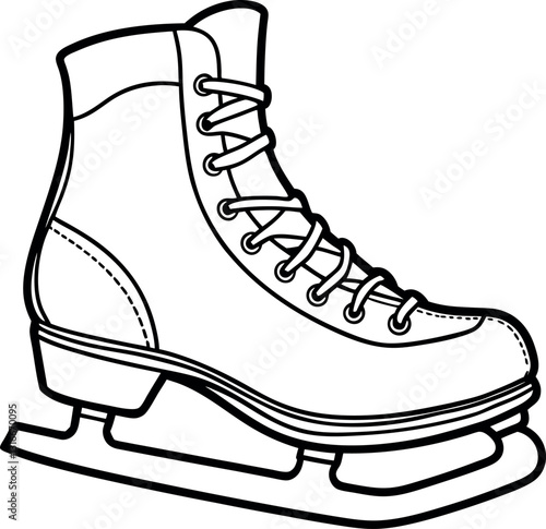 Ice skates vector silhouette line art Generative Ai