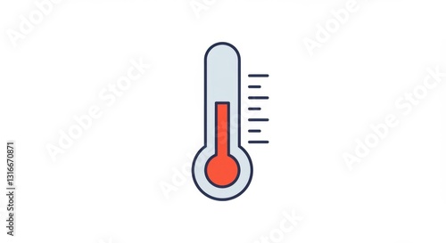 Illustrated Thermometer Icon with Rising Temperature
