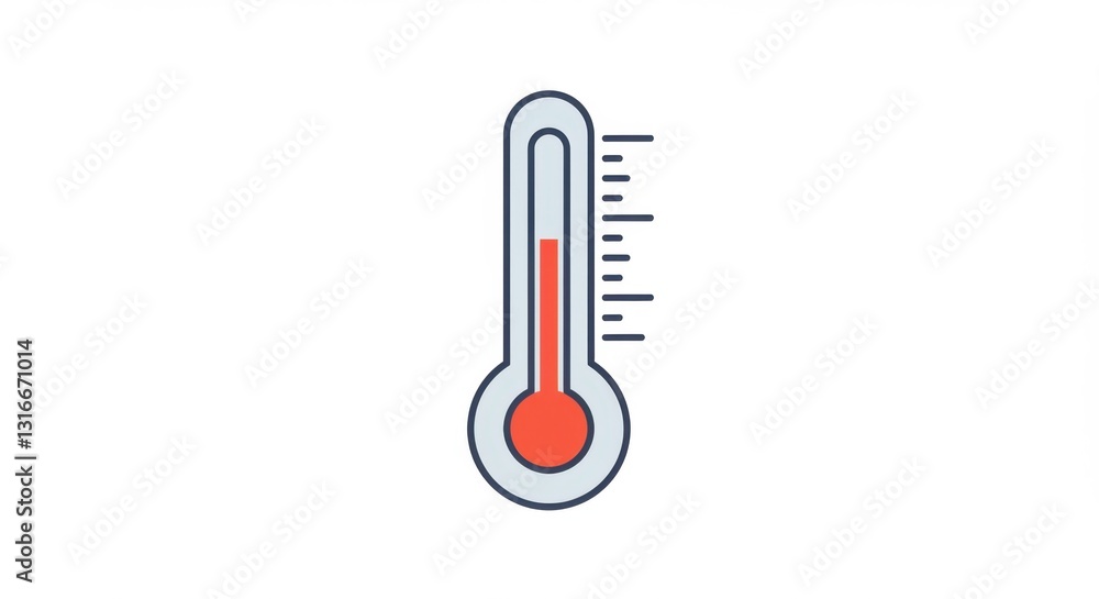 Illustrated Thermometer Icon with Rising Temperature Illustrated Thermometer Icon with Rising Temperature