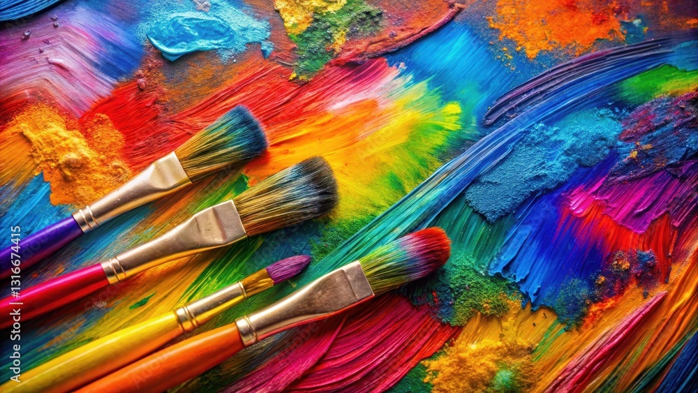 Colorful brush strokes on a canvas with vibrant colors and abstract patterns, art, artistic Colorful brush strokes on a canvas with vibrant colors and abstract patterns, art, artistic