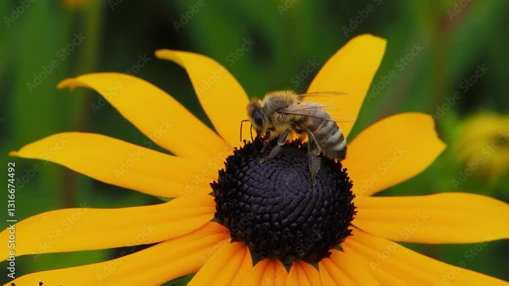 bee collecting nectar on echinacea flower on green screen slow motion bee collecting nectar on echinacea flower on green screen slow motion
