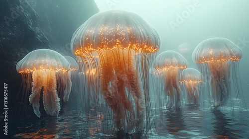 Cosmic Jellyfish Swimming in a Mystical Sea of Stardust