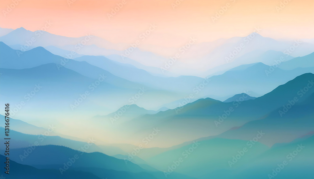Obraz premium foggy sunrise in the mountains wallpaper background