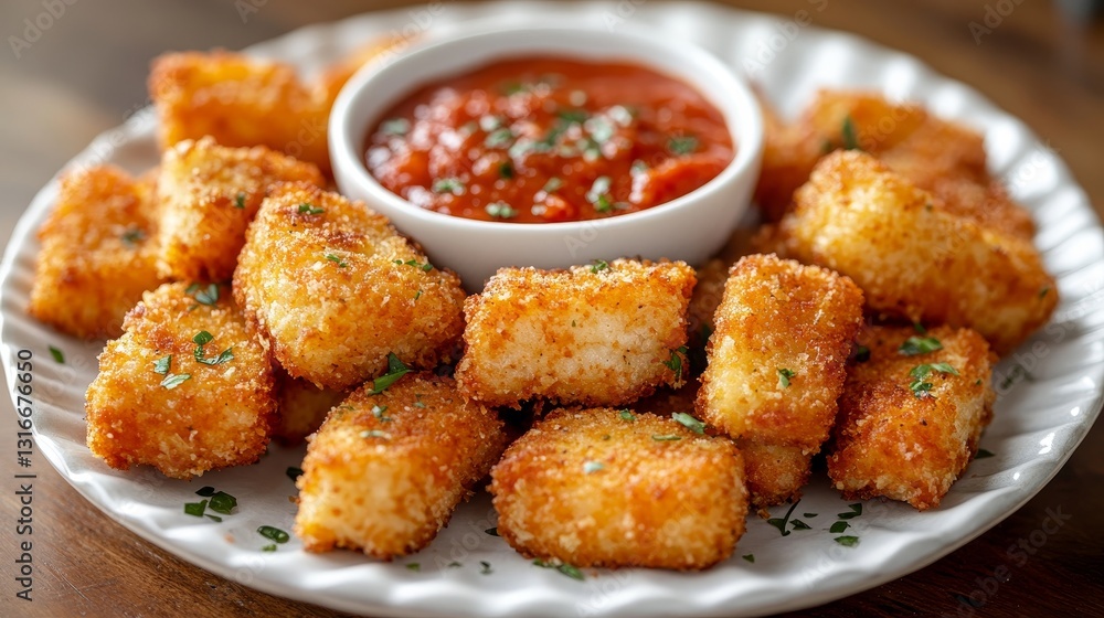 Tater tots with ketchup arranged on white plate, crispy potato bites ready to eat Tater tots with ketchup arranged on white plate, crispy potato bites ready to eat