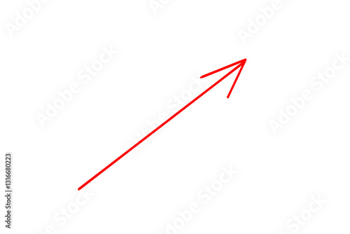 手描きの赤い細い矢印