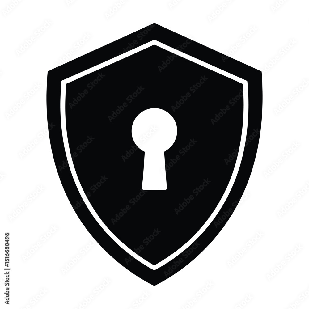 A black shield with a white outline and a white keyhole shape in the center of it. Digital networks Graphic resource for design A black shield with a white outline and a white keyhole shape in the center of it. Digital networks Graphic resource for design