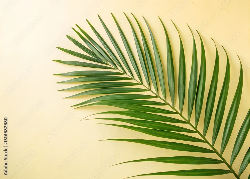 Obraz premium Green Palm Leaf on Yellow Background