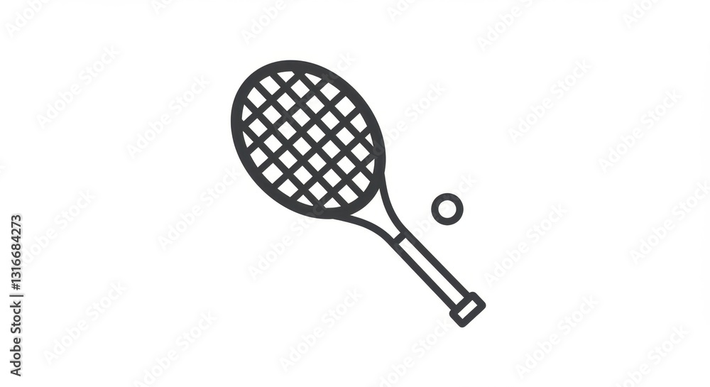 Minimalist Modern Tennis Racket Icon Minimalist Modern Tennis Racket Icon