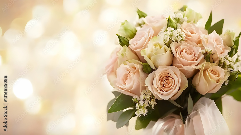 Elegant Bouquet of Soft Pink and White Roses with Green Foliage Elegant Bouquet of Soft Pink and White Roses with Green Foliage
