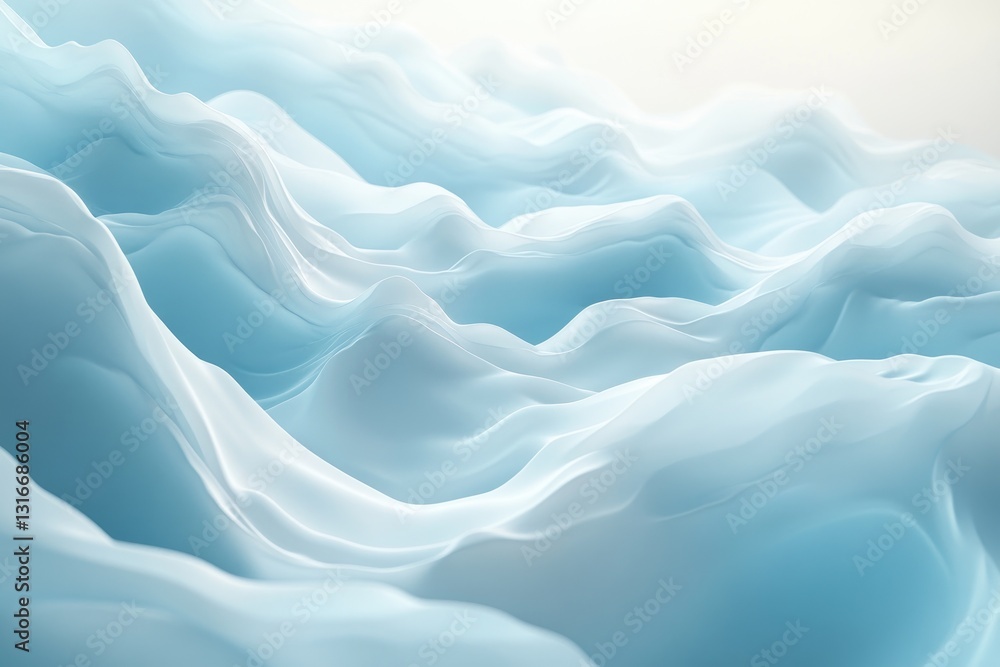Fototapeta premium A serene illustration of flowing abstract shapes in blue color