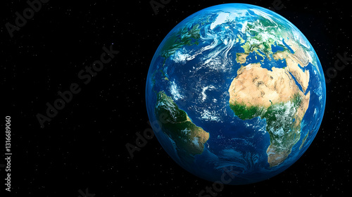 Beautiful View of the Earth from Space with Stars in Background