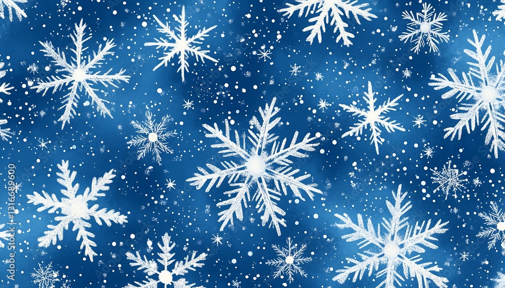 White snowflakes falling on a blue background. White snowflakes falling on a blue background.