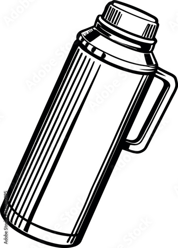 Thermos bottle vector silhouette line art Generative Ai