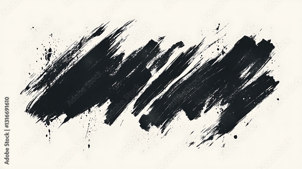 Obraz premium Thick, expressive hand-drawn brush strokes with rough, distressed paint lines