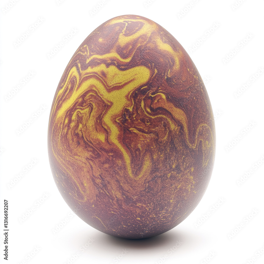 marbled Easter egg with swirling patterns on white background marbled Easter egg with swirling patterns on white background