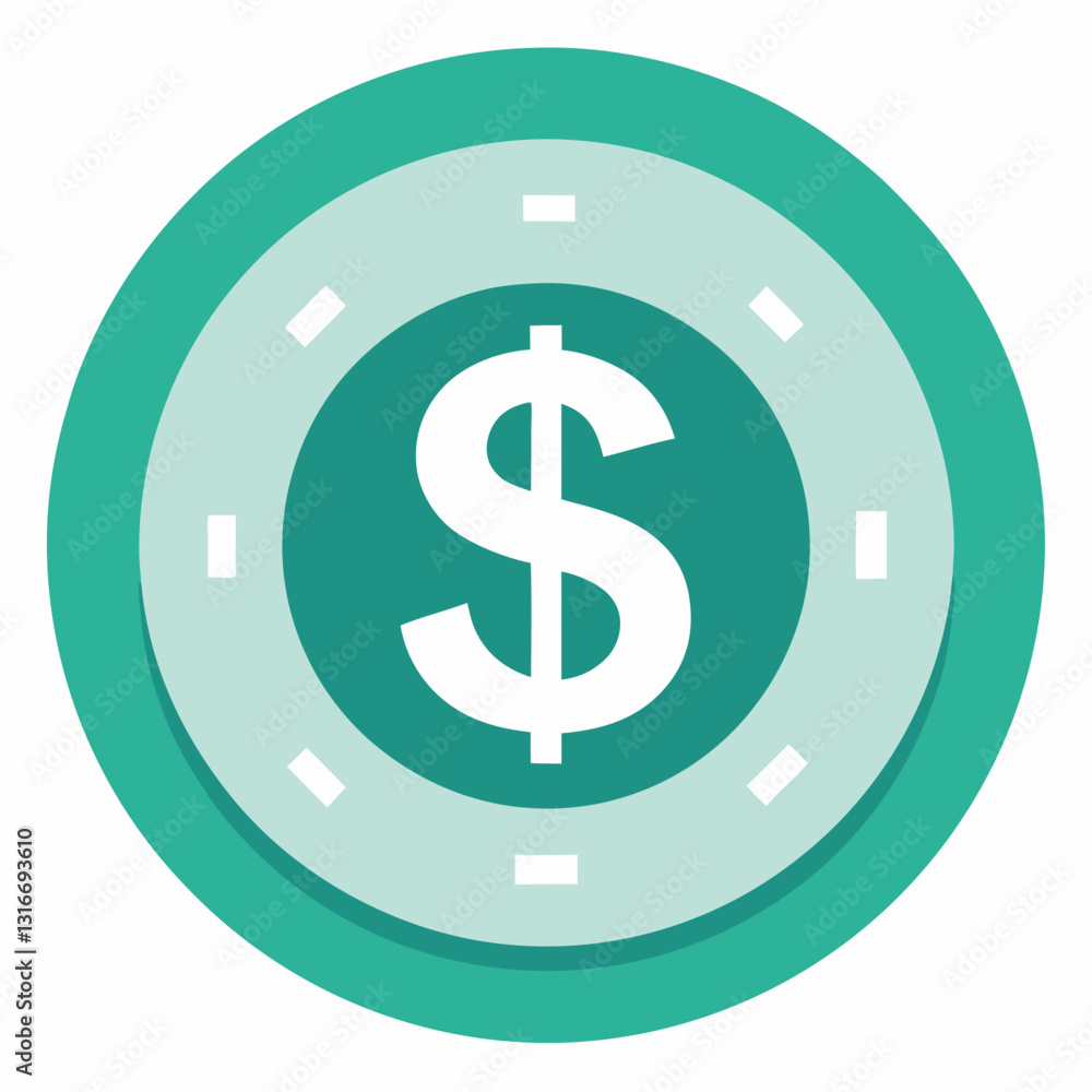Earning Money Icon with Dollar Symbol on White Background Earning Money Icon with Dollar Symbol on White Background