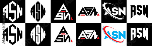 Photos ASN letter logo design in six style