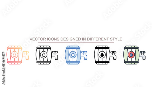 Water Barrel icon design with white background stock illustration