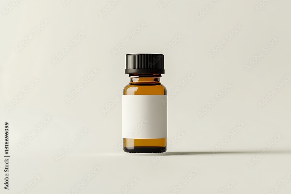 Obraz premium Amber Glass Bottle Mockup Essential Oil Container with Blank Label