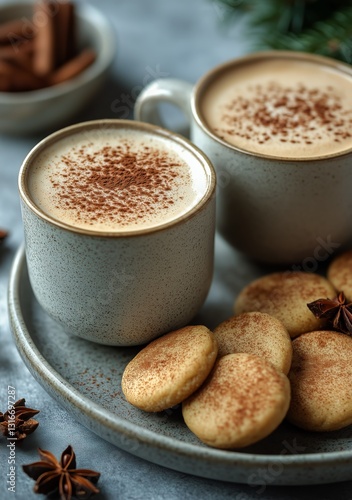 Delicious Coffee With Cookies Served on a Rustic Table in a Cozy Setting