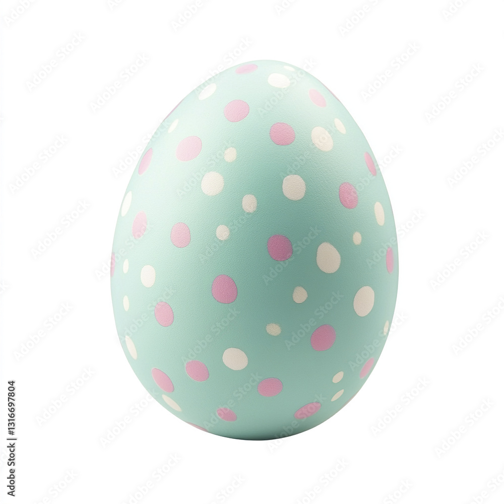 Colorful Easter egg with polka dots on white background Colorful Easter egg with polka dots on white background