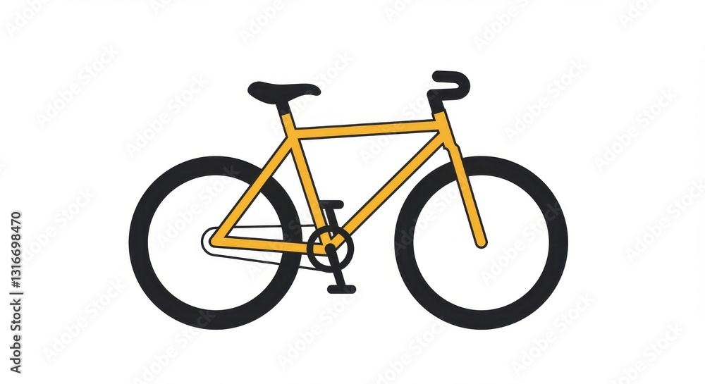 Fototapeta premium Simple Illustrated Bicycle Icon with Clean Lines and Modern Tires