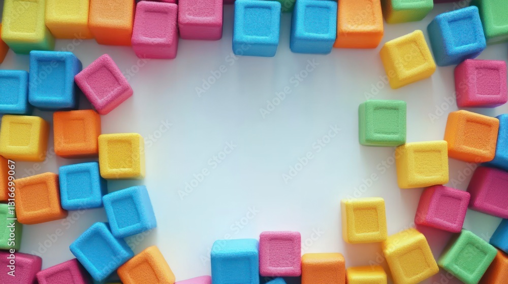 Colorful blocks frame, white space Colorful blocks frame, white space