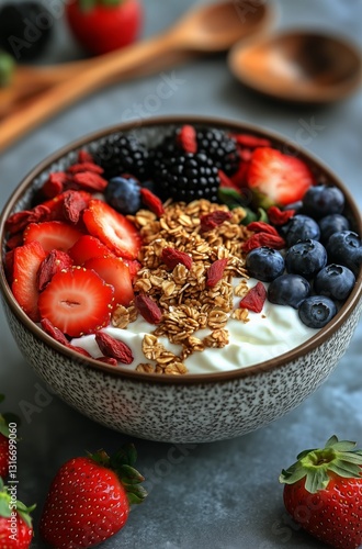 Deliciously Arranged Yogurt Bowl With Fresh Fruits and Granola for a Healthy ...