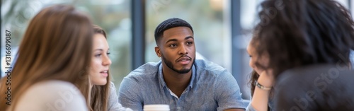 Psychologist conducts group therapy with young adults