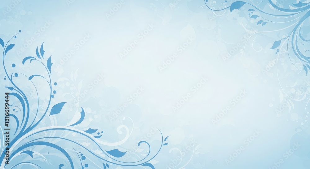 Blue Floral Abstract Grunge Background with Swirls and Snow Elements Blue Floral Abstract Grunge Background with Swirls and Snow Elements