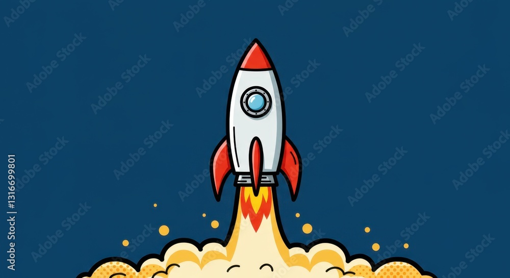 Fototapeta premium Illustrated Rocket Launching Icon
