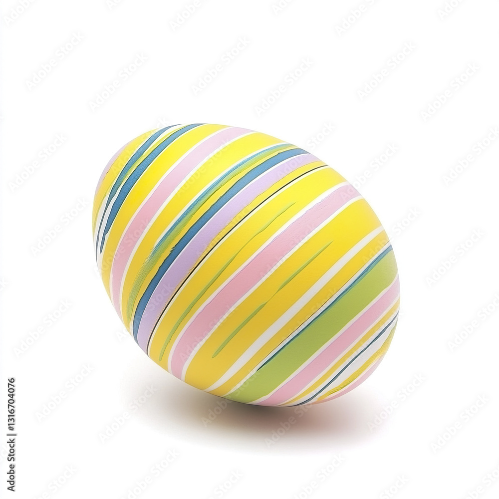 Obraz premium Colorful striped Easter egg on white background