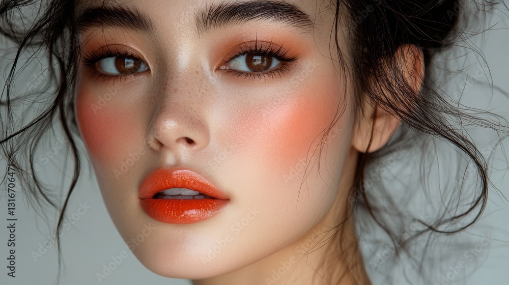 Fototapeta premium Close-up Portrait, Makeup Artistry, Studio