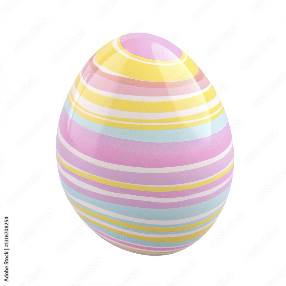 Colorful striped Easter egg on white background Colorful striped Easter egg on white background