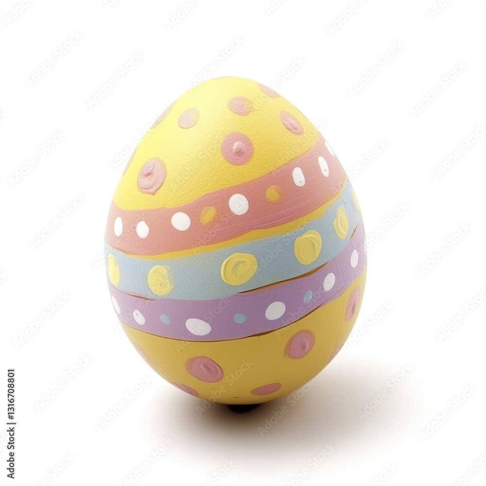 Colorful Easter egg with polka dots on white background Colorful Easter egg with polka dots on white background
