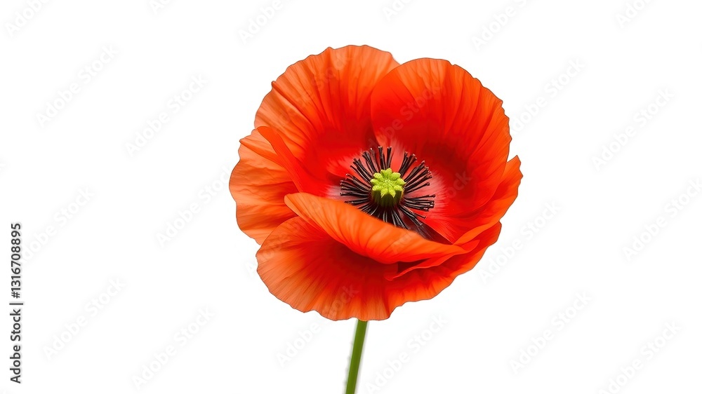 Obraz premium Red Poppy Blossom on White Background - Perfect for Your Design