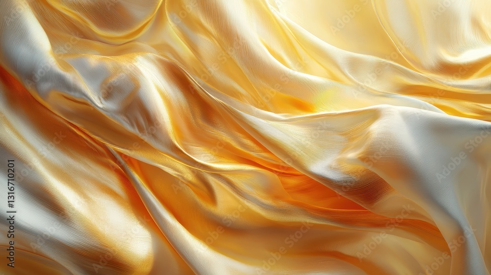 Soft Golden Silk Fabric Texture with Elegant Waves and Patterns Soft Golden Silk Fabric Texture with Elegant Waves and Patterns