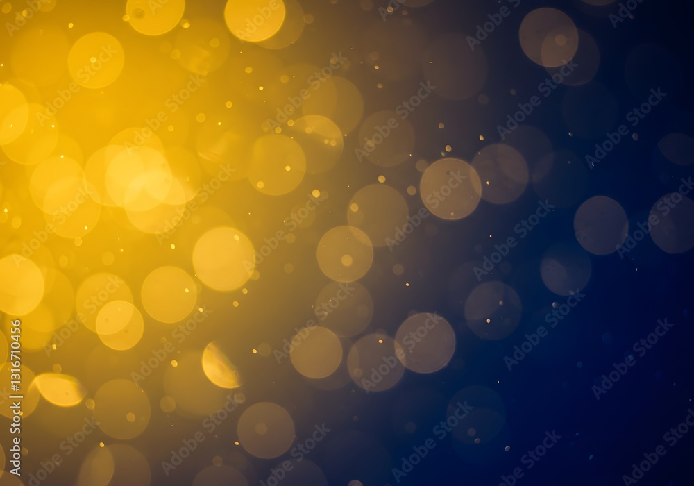 Fototapeta premium Abstract Yellow and Blue Bokeh Background with Glowing Light Effect