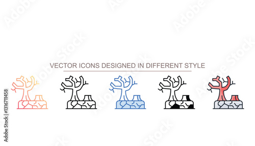 Desertification icon design with white background stock illustration