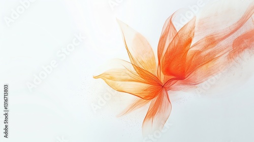 A single flower with orange petals against a white background.