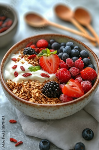 Deliciously Arranged Yogurt Bowl With Fresh Fruits and Granola for a Healthy ...
