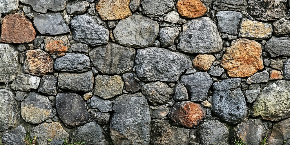 Fototapeta premium Rustic stone wall texture, outdoor background