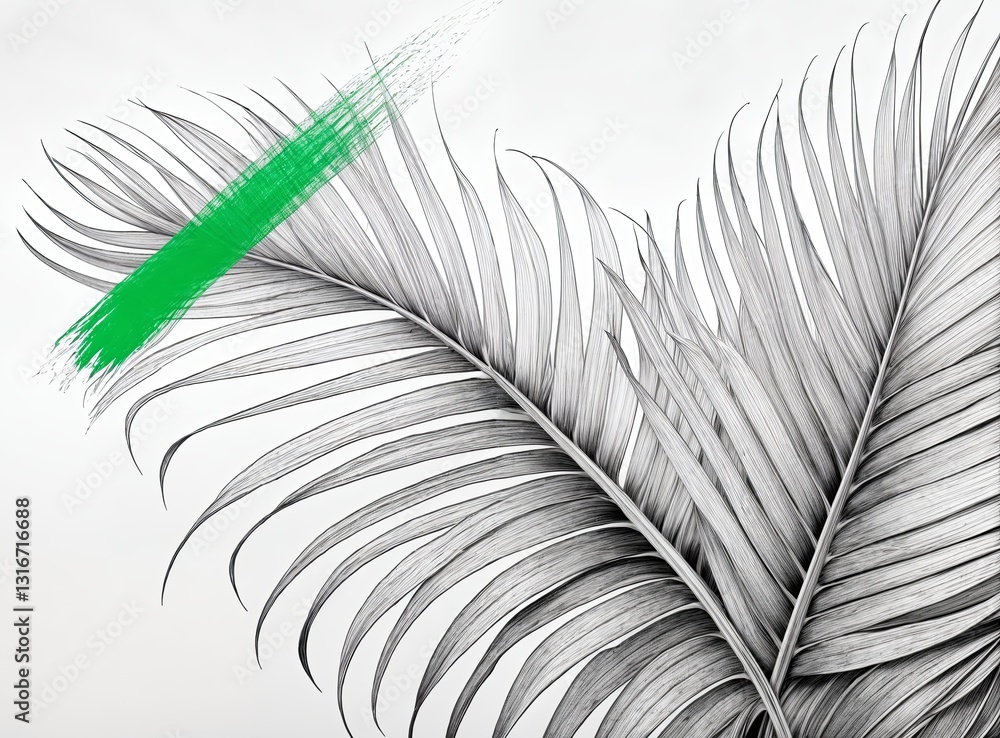 Obraz premium generative AI image black drawn palm abstract background