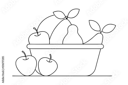 Wicker Basket with Peaches, Pears & Plums
